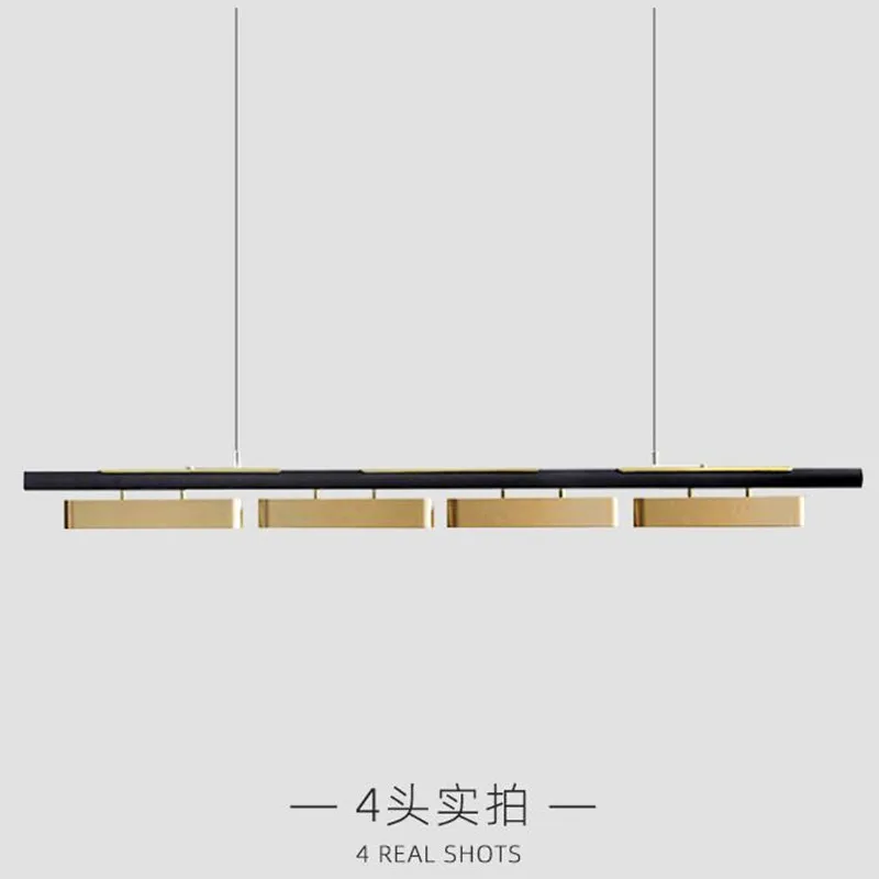 

Modern Luxury Black Gold Long Led Chandelier Nordic Wrought Iron Hanging Dining Table Lamp Kitchen Lamp Dining Room Chandelier