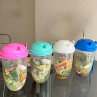 1000ml large capacity salad cup with fork transparent portable low fat diet meal fruit and vegetable snack cup for outdoor