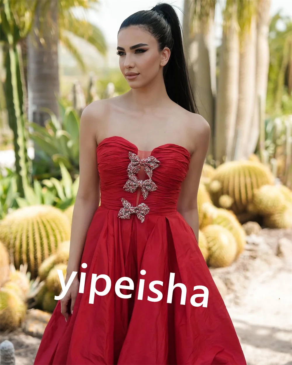 Пляжное платье трапециевидной формы с джерси и бантом по индивидуальному заказу