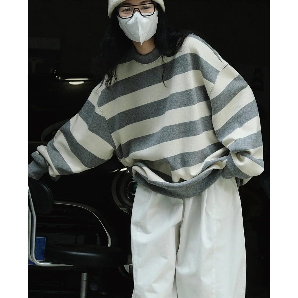 

Женский свитер в полоску, с круглым вырезом, свободного кроя