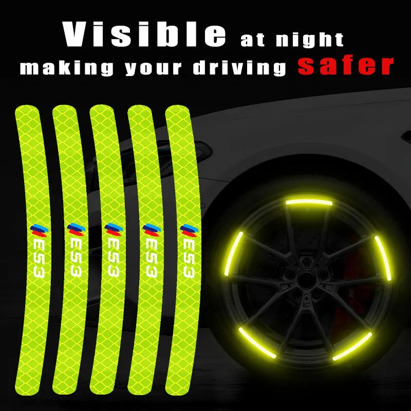 

20pcs/Set Car Wheel Hub Stickers For BMW X5 E53 Logo High Reflective Strips Motorcycle Auto Decals Decoration Accessories
