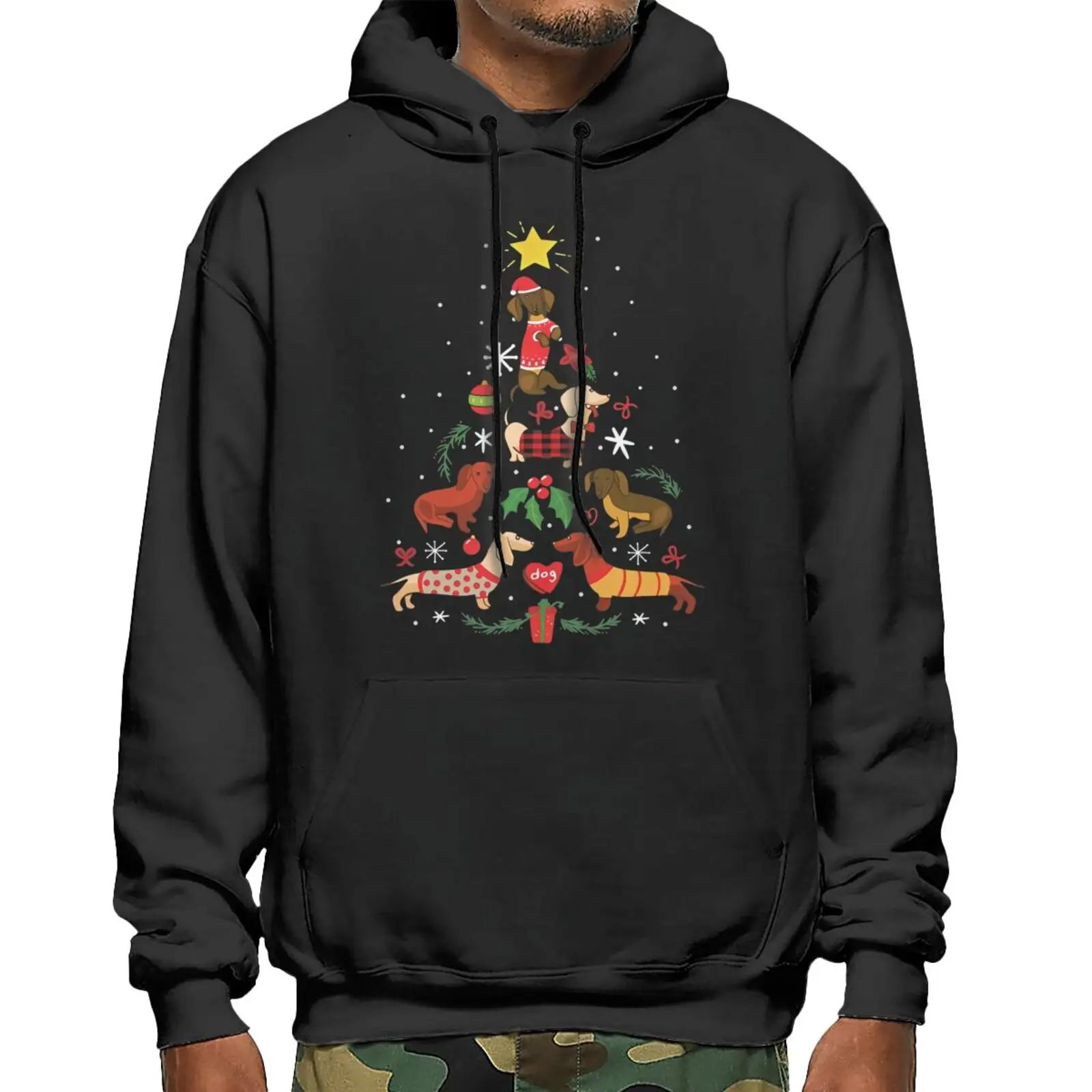 

Dachshund Christmas Tree Ornament Decor Hoodie Anime Clothes Mens Clothes Sweatshirt Man Hoodie Anime Hoodies Oversized Hoodie