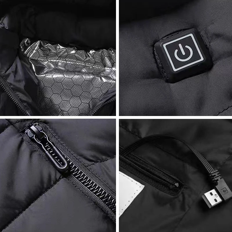 Cotton Clothing Heated Jacket Men USB Electric Heating Jackets Heating Clothes Hoodie Zipper Parka Winter Man Warm Clothes New