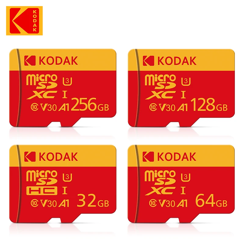 Карта памяти KODAK Red Micro SD 256 ГБ 100 МБ/с Class10 U3 UHS-I 32 64 128 TF SD-карта 4K HD для телефона ПК