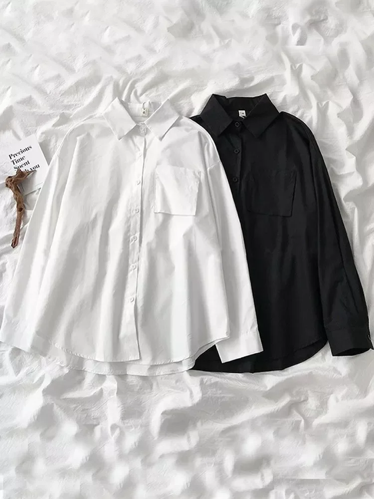 

Y2KNew womentops traf Y2K roupas femininas White Women School Shirts Fashion JK Preppy Style Spring Japan Long Sleeve Girls Blac