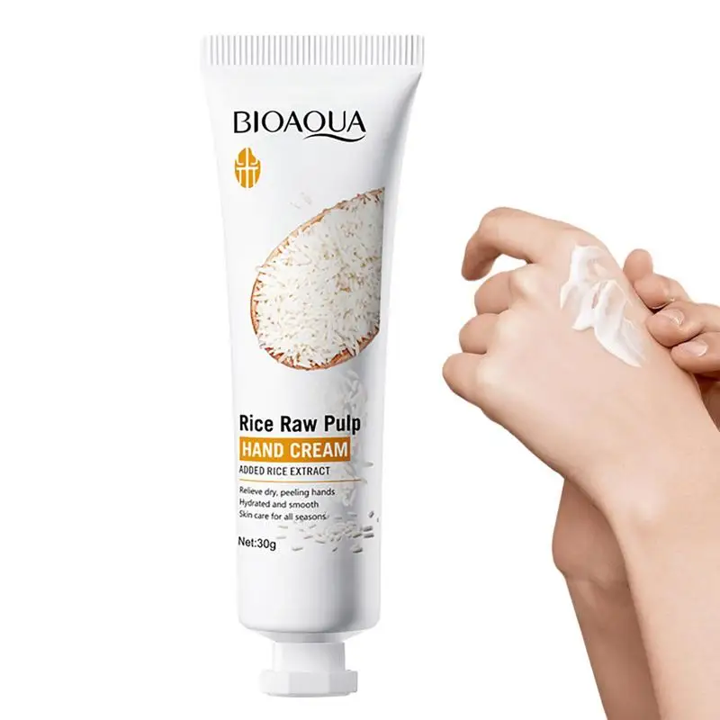 

Moisturizing Hand Cream Rice Raw Pulp Anti Chapping Hand Cream For Dry Cracked Rough Hands Non-Greasy Hydrating Soft Hand Lotion