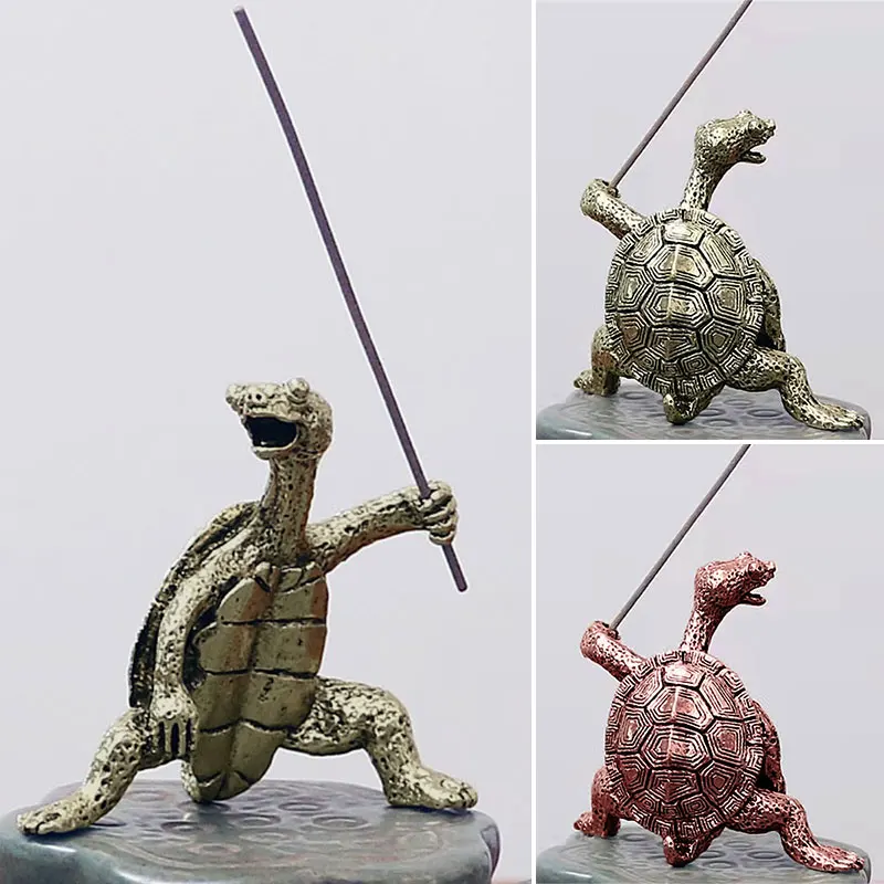 Antique Turtle Shape Incense Censer Stick Holder Portable Burner Stand Multifunction Teahouse Accessory Home Decor