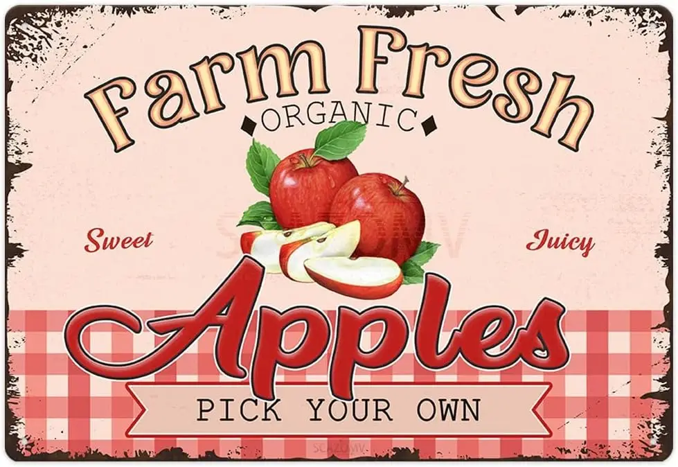 SCZOMV Frm Fresh Sweet Jucy пples Vntge Metl Tn Sgn плакат в стиле ретро Frut Decortve Wll rt Sgnge Frmhouse Country Mrket Ktchen