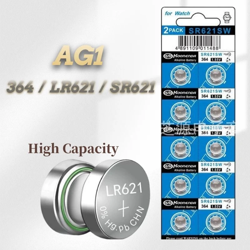 

20 PCS 1.55V AG1 364 LR621 SR621SW Button Batteries For Watch Toys Remote Cell Coin Battery