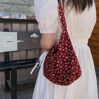 floral flower hand casual carry large capacity shoulder bagnew summer retro armpit bag ladies bag cloth bag