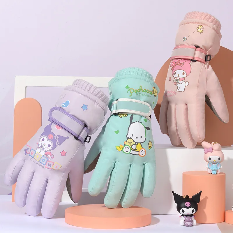 

Лыжные перчатки Sanrio Kuromi My Melody Pachacco, высококачественные женские водонепроницаемые утепленные варежки, подарок для девушки