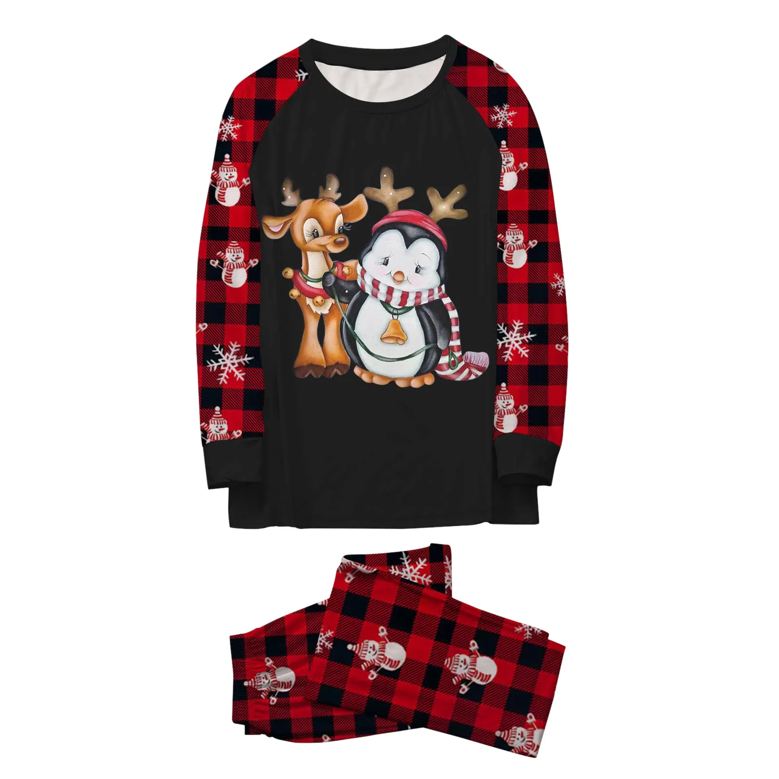 Fashion Elk Print Christmas Sleep Tops & Pants Christmas Pajama Family Matching Mother Xmas Costume Women long sleeves Sleepwear