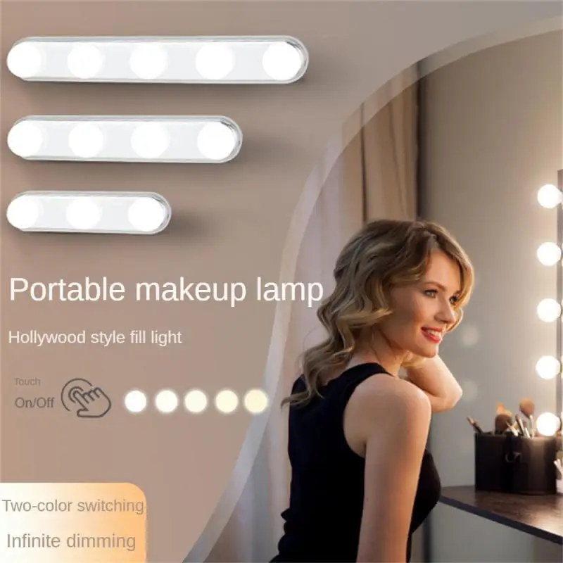 

Светодиодные лампы для зеркала для макияжа, портативный сенсорный выключатель, Usb-зарядка, источник питания без установки, плавное затемнение, теплый белый свет