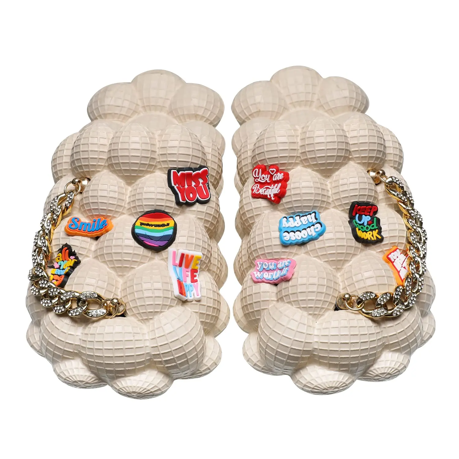 Bubble Slides for Women Men Fashion Chain Bubble House Slippers Summer EVA Flip Flops Beach Slides Shoes Gift for Friends