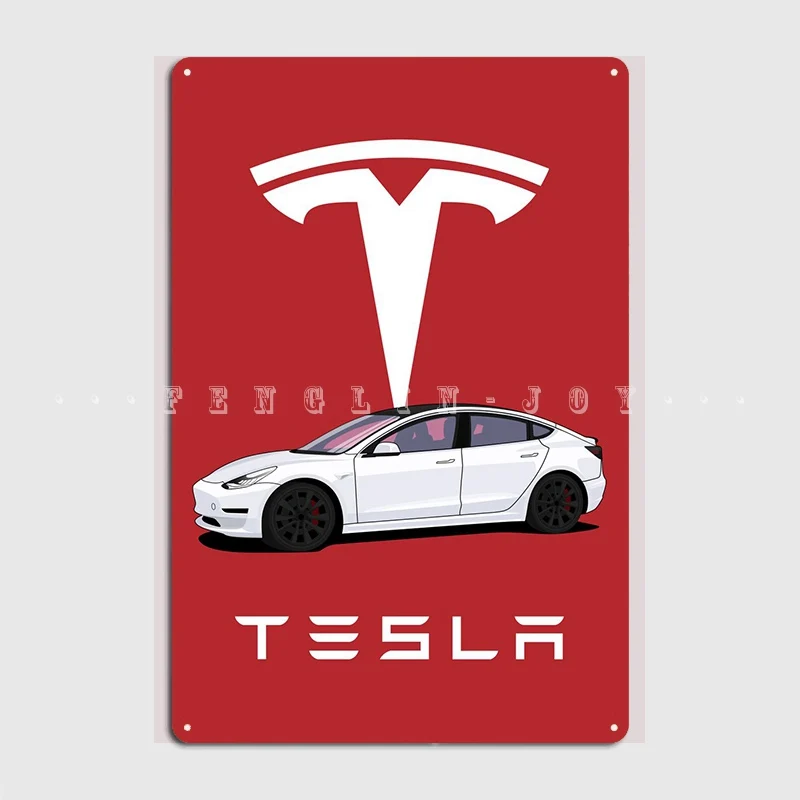 

Белый металлический знак Tesla M3, Настенная пещера, фототабличка, жестяной плакат