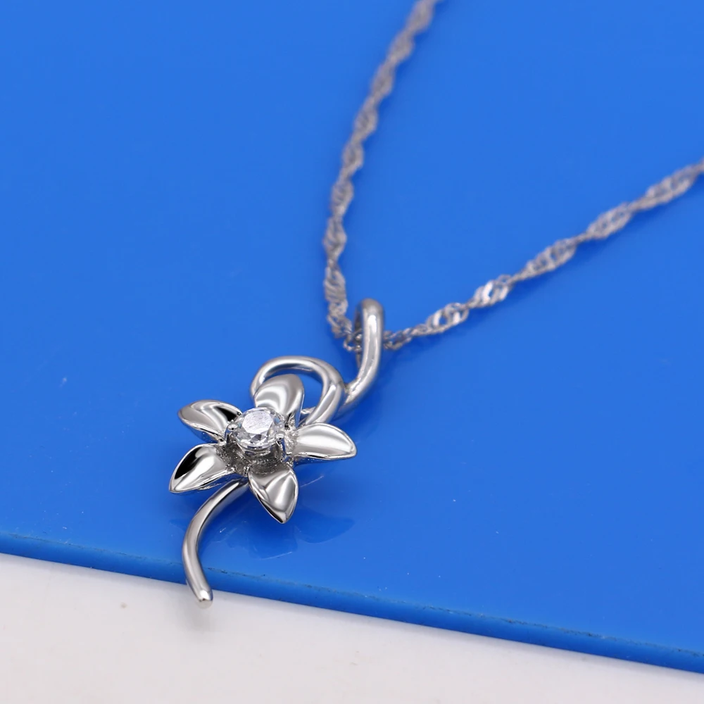 Модное ожерелье из чистого серебра 925 пробы с цветком ювелирные изделия колье