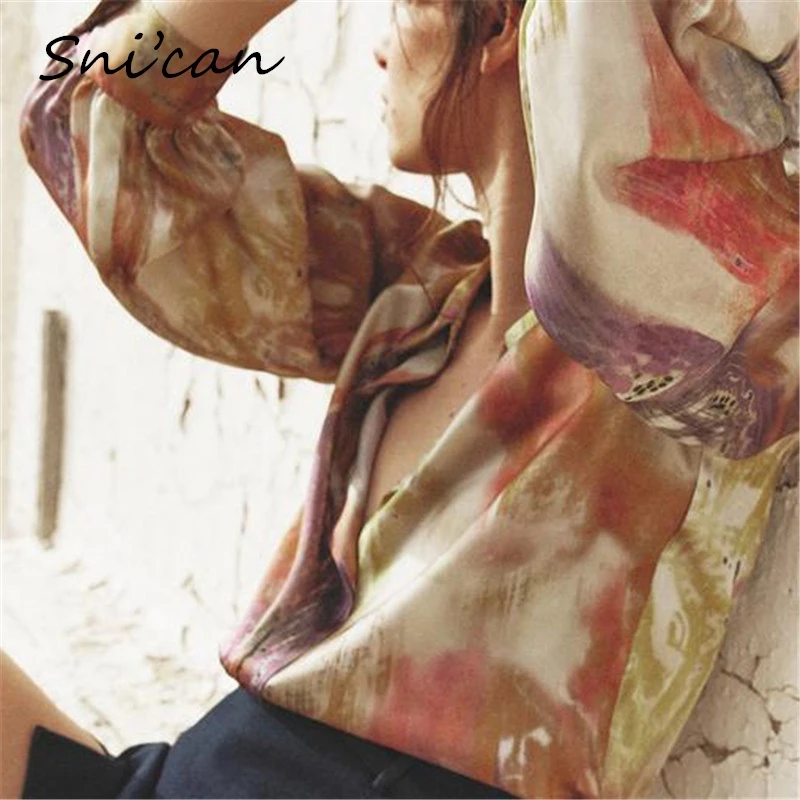 Женская Офисная рубашка с отложным воротником и длинным рукавом