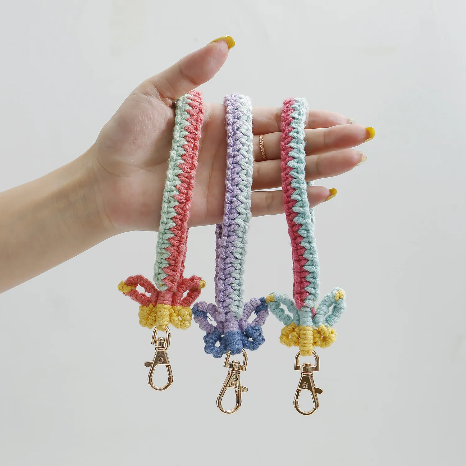 

Macrame Wristlet Butterfly Wristlet Keychains Flower Daisy Gifts For Her Boho Retro Keyrings