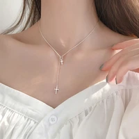 fashion simple cross long chain pendant necklace elegant trendy joker sweater chain necklace jewelry for women accessories gifts