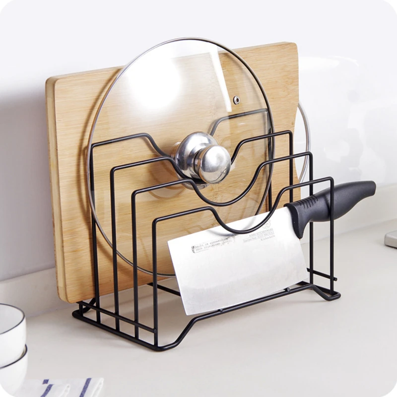 

Pot Lid Holder Kitchen Storage Rack Chopping Board Organizer Pot Lids Racks Stove Stand Holder Shelf Pantry Kitchen Accessories
