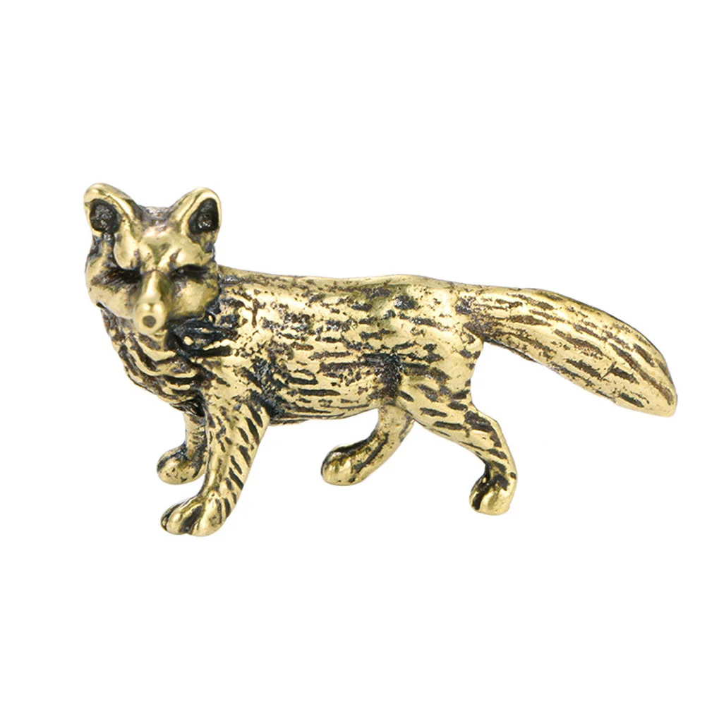 

Fox Figurine Brass Animal Decor Statue Sculpture Ornament Mini Wealth Figurines Fengshui Feng Luck Good Chinese Shui Gold