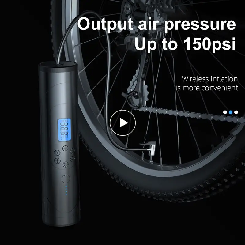 

The Latest Electric Bicycle Pump Car Tire Inflator High Pressure Portable Air Pump For Ball 150psi Bicycle Accessories