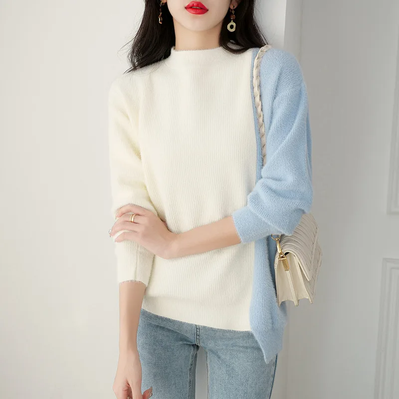 

High Quality 2023 Sweater Women Contrast Color Female Traf Autumn Winter Knitwears Fashion Clothes Cardigans Y2k Pullover