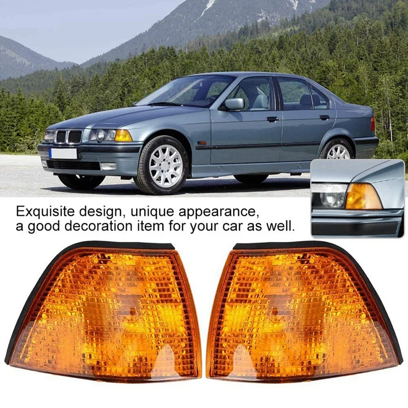 

1 Pair Car Corner Light Corner Light Turn Signal Light Cover Amber for-BMW 3-Series E36 Sedan 63138353279 63138353280