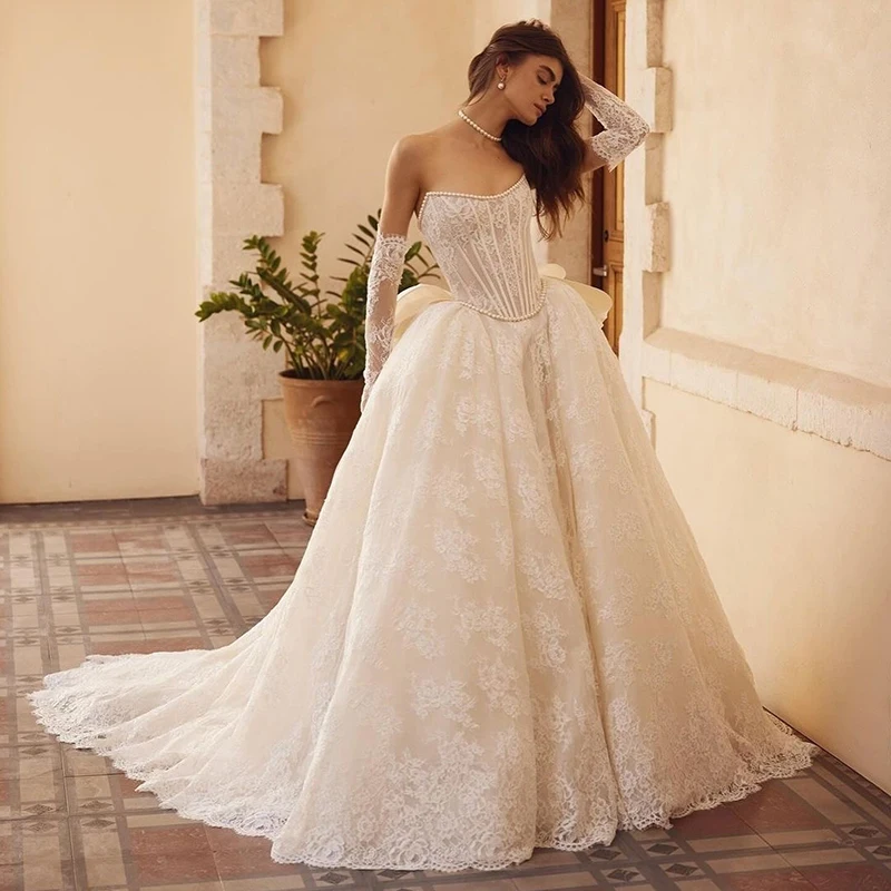 Женское свадебное платье It's yiiya белое кружевное А-силуэта без бретелек с