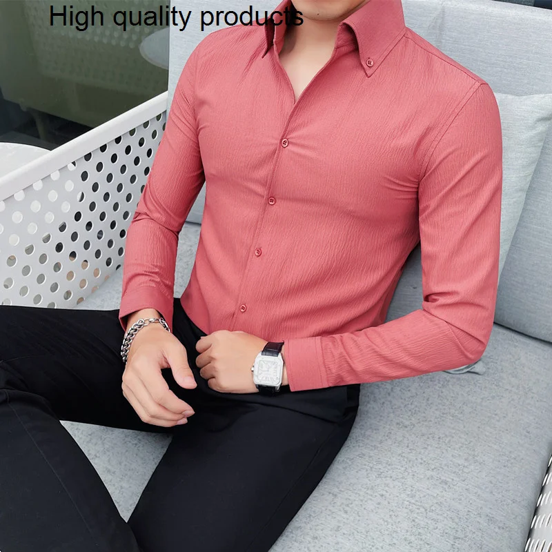 

Мужские рубашки на весну и осень/мужские высококачественные деловые рубашки с длинным рукавом в Корейском стиле/мужская повседневная классическая рубашка