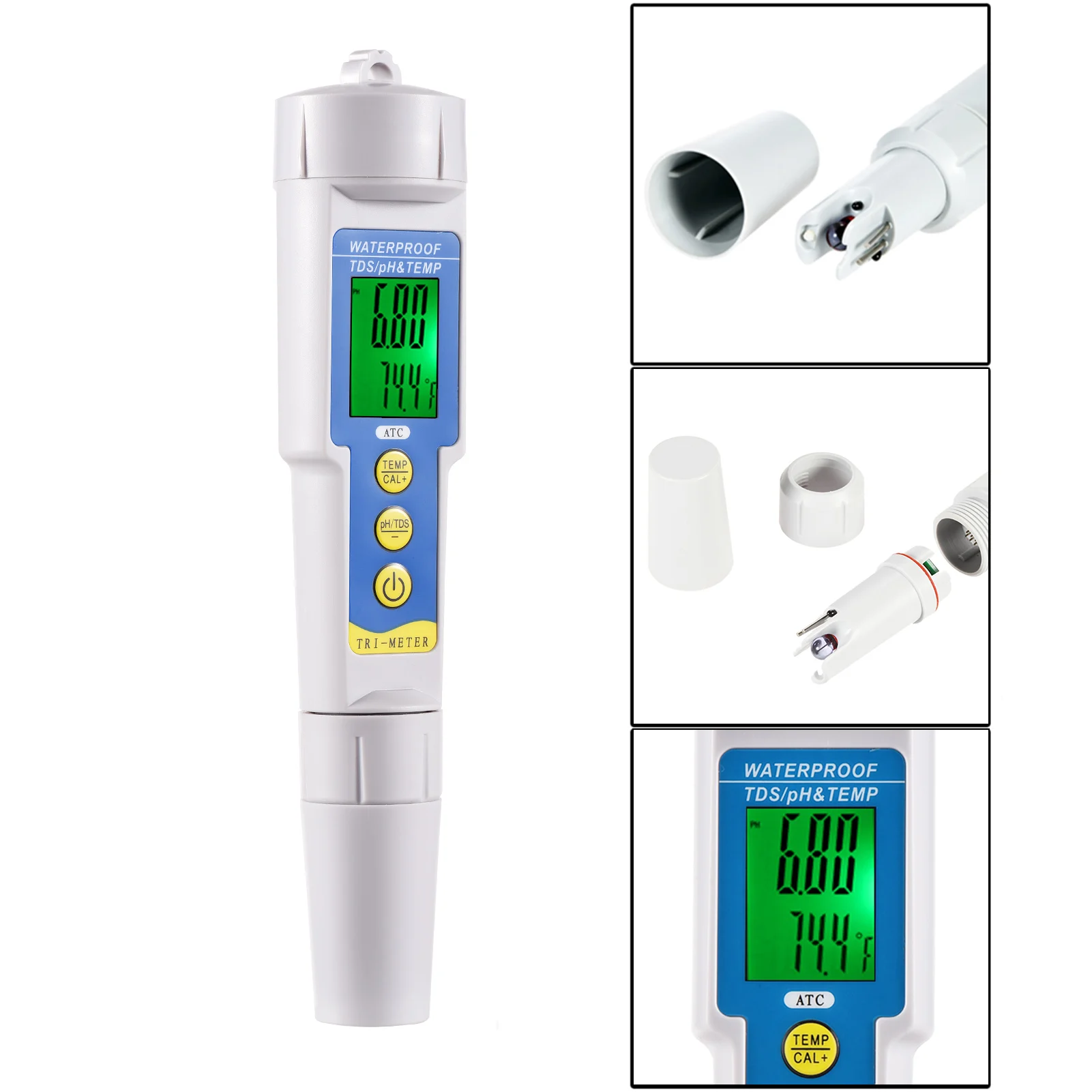 

Mini 3 in 1 Water Quality Tester Multi-parameter Water Quality Monitor pH & TDS Meter Acidometer Water Quality Analysis Device