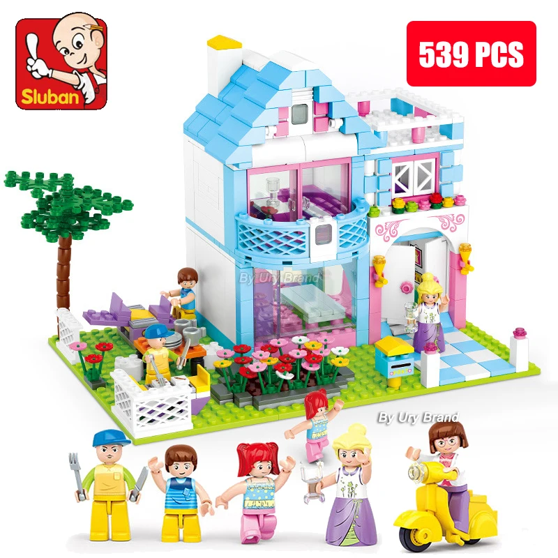 

Sluban Friends City House Summer Holiday Garden Villa Castle Building Blocks Sets Figures DIY Toys for Kids Girls Birthday Gift