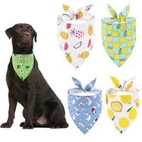 5 Pcs Pet Cat Dog Bandana Collar Adjustable Neckerchief Triangle Neck Scarf Tropical Fruit Pattern Saliva Towel Pet supplies