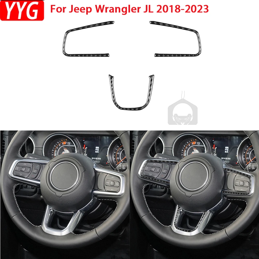 Панель на руль для Jeep Wrangler JL 2018-2023 из углеродного волокна декоративная крышка