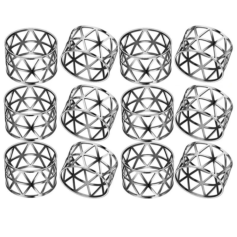 

Promotion! 12Pcs Napkin Rings Holders Napkin Ring Serviette Buckle Holder Metal Napkin Holder Adornment For Party Dinner Table