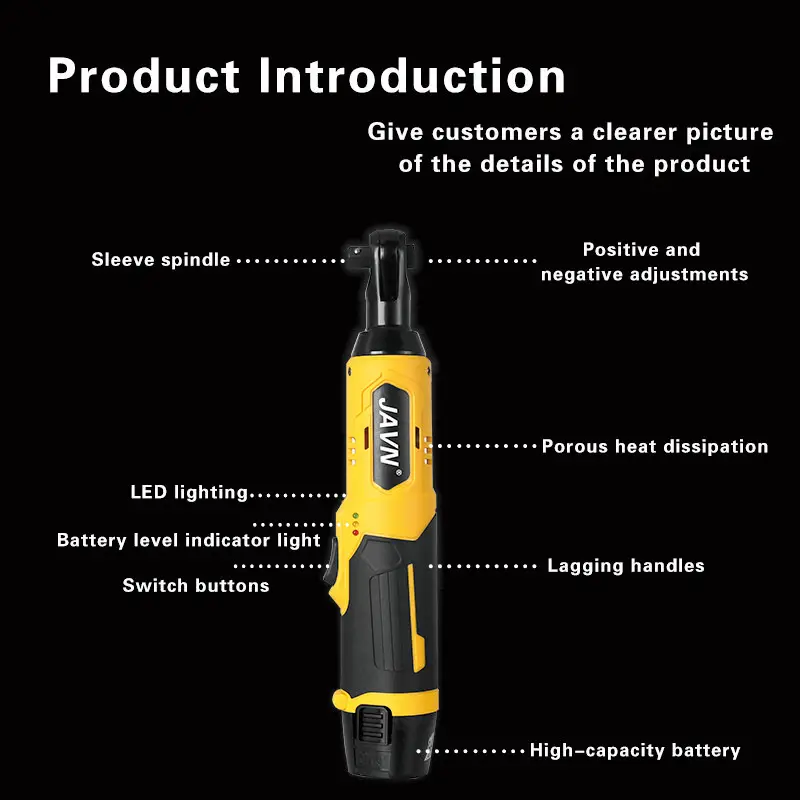 JAVN Беспроводной Электрический Гаечный Ключ 12 В 45 Нм 3/8 Дюйма Домашний DIY