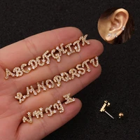 1piece diameter 0 8mm women single letter stud earring for women jewelry 2022 korean letter piercing earring stud