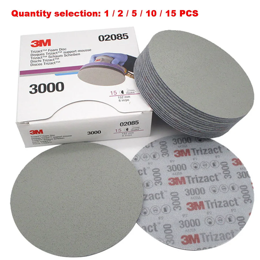 

15pcs/bag 6 Inch 152mm Dry Wet Sponge Sandpaper Disc Back Velvet 3000 5000 Grit Abrasive Tools For Grinding 3M02085