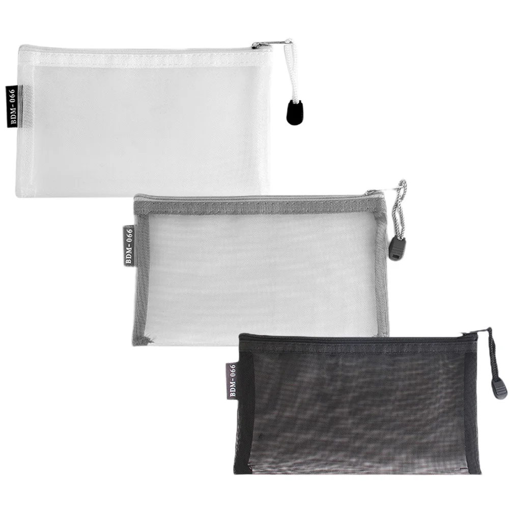 

3Pcs Multi-use Pen Mesh Stationery Zipper Pen Mesh Holder Kids Case