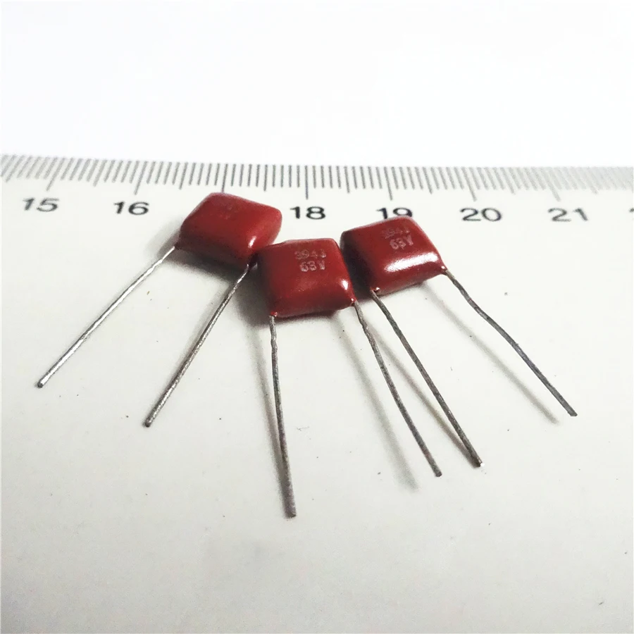 

New 100pcs/lot 394 0.39uf 390nf 63v 100v CBB Polyester metal capacitor