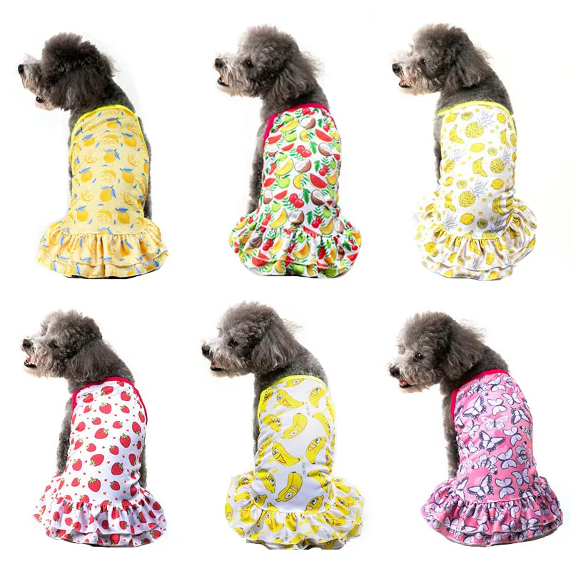 

Summer Print Dog Vest Cool Dress Shirt Sling Skirt French Bulldog Sweatshirt For Small Medium Large Dogs Cat Clothes Pet Product