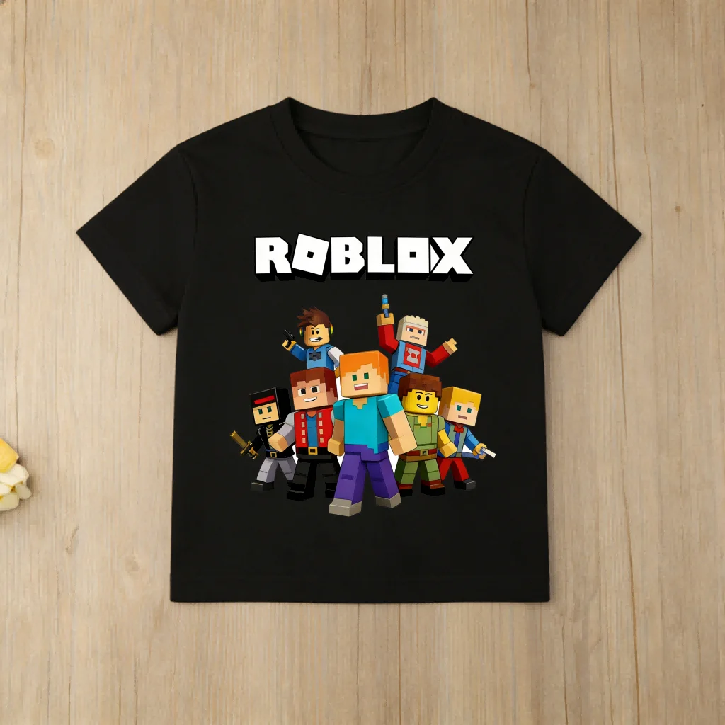 Хлопковая футболка с принтом персонажей мультфильмов Roblox для мальчиков, детские топы с короткими рукавами, мягкая детская футболка, футболка с изображением игры Roblox (art.: 3920d989fda87) - 3920d989fda87