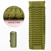 Outdoor Thicken Camping Mattress Ultralight Inflatable Sleeping Pad with Built-in Pillow & Pump Air Mat for Hiking Backpacking