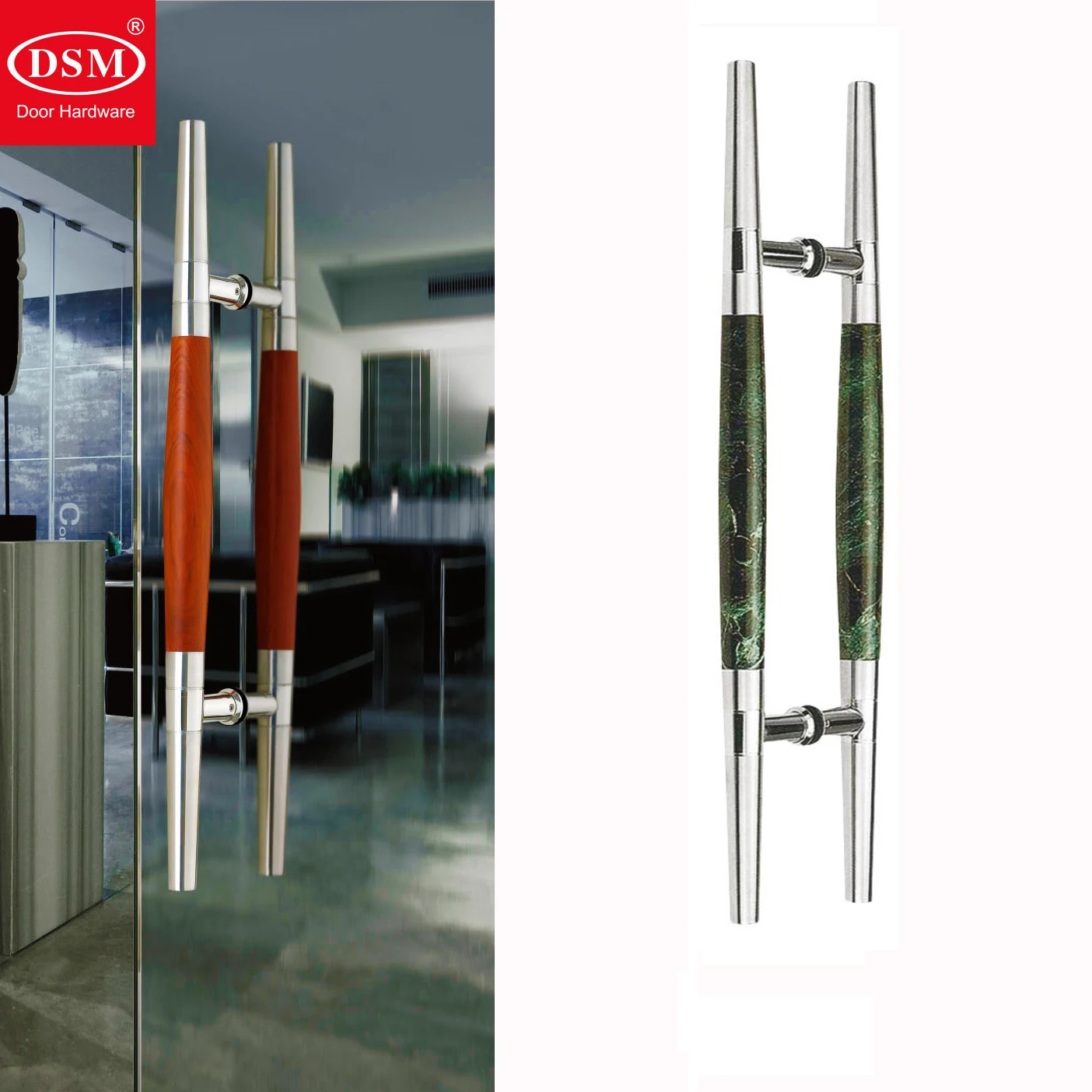 

Modern Entrance Door Handle Jade Green Rosewood Pull Handles For Wooden/Metal/Glass Doors PA-204-38*610mm
