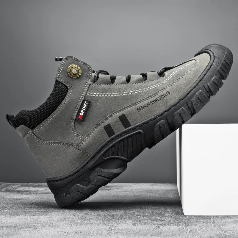 HIKEUP Outdoor Casual Sneakers Autumn Winter Hiking Shoes Men's Shoes Mid-Top Travel Wearable Walking Shoes Factory Outlet