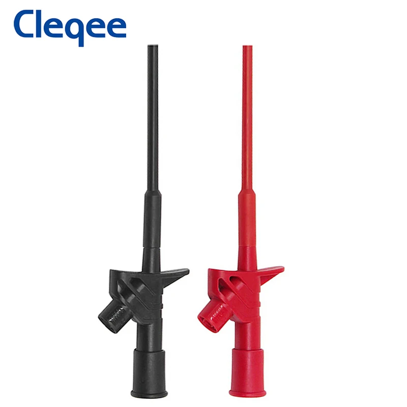 

Cleqee P5004 2PCS Professional Test Hook Clip 10A 1000V High Voltage Insulated Quick Testing Probe Electrical Testing Tools