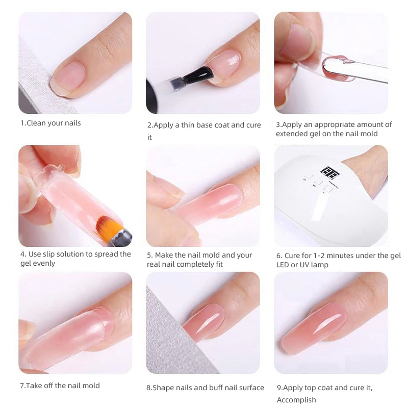 Poly Nail Gel Set 6W LED Lamp Full Manicure Kit Quick Extension Nails Building Fingertips Polygels Tool to Design Art |