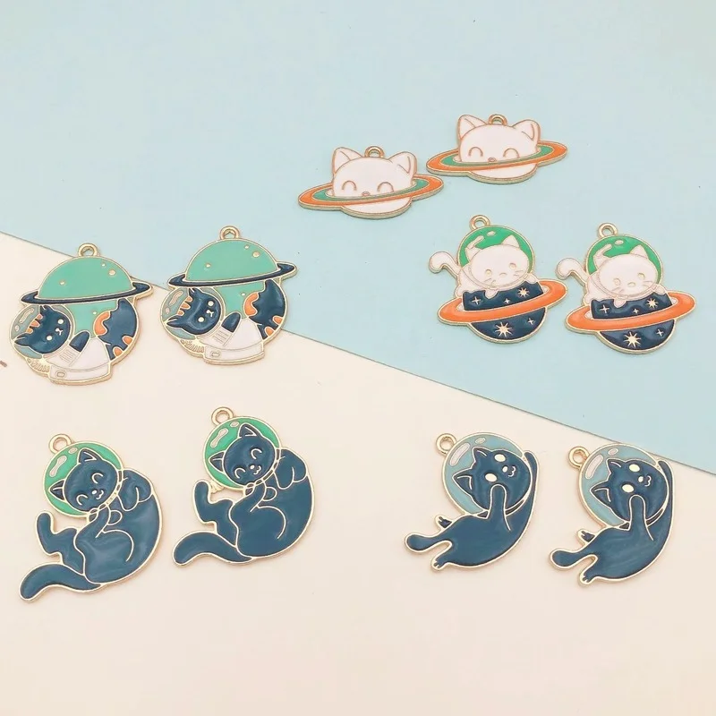 

8pcs Cute Enamel Cat Charm Pendant for Jewelry Making diy Earrings Bracelets Necklace Accessories Key Chain Wholesale Crafts