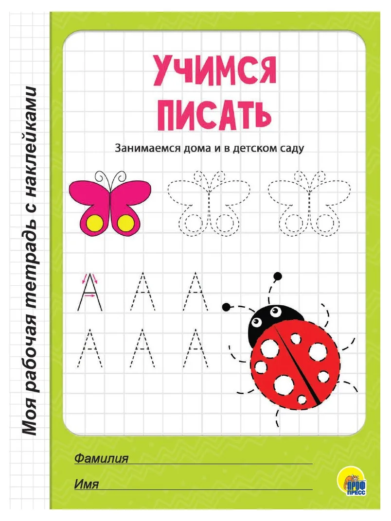 Брошюра УЧИМСЯ ПИСАТЬ Моя рабочая тетрадь с наклейками | Игрушки и хобби