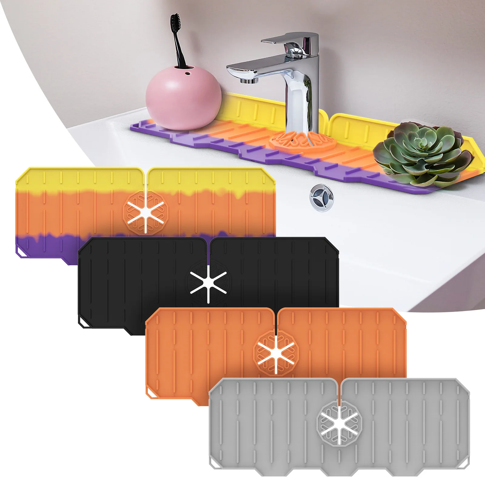 

Kitchen Faucet Absorbent Mat Sink Splash Guard Silicone Faucet Splash Catcher Countertop Protector For Bathroom Kitchen Gadgets